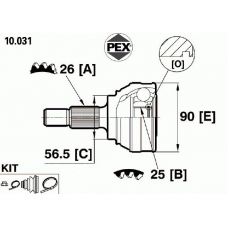 10.031 PEX Шарнир, приводной вал