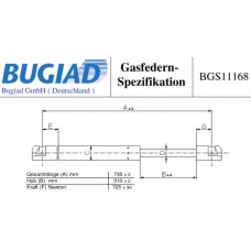 BGS11168 BUGIAD Газовая пружина, крышка багажник