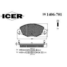 181406-701 ICER Комплект тормозных колодок, дисковый тормоз