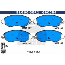 B1.G102-0597.2 GALFER Комплект тормозных колодок, дисковый тормоз