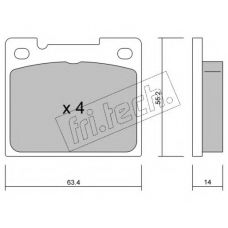 004.0 fri.tech. Комплект тормозных колодок, дисковый тормоз