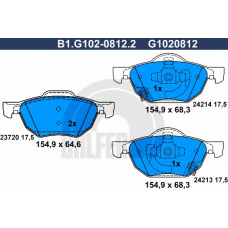 B1.G102-0812.2 GALFER Комплект тормозных колодок, дисковый тормоз
