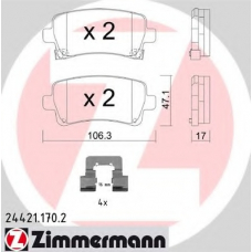 24421.170.2 ZIMMERMANN Комплект тормозных колодок, дисковый тормоз