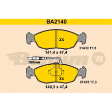 BA2140 BARUM Комплект тормозных колодок, дисковый тормоз