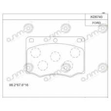 KD6740 ASIMCO Комплект тормозных колодок, дисковый тормоз