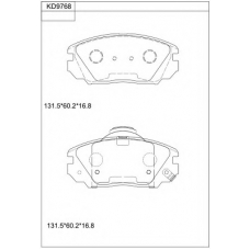 KD9768 ASIMCO Комплект тормозных колодок, дисковый тормоз