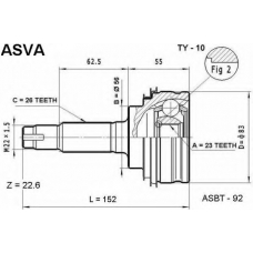 TY-10 ASVA Шарнирный комплект, приводной вал