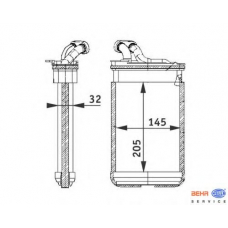 8FH 351 311-301 HELLA Теплообменник, отопление салона
