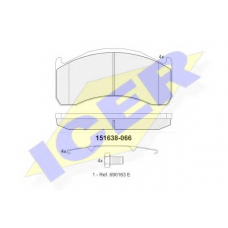 151638 ICER Комплект тормозных колодок, дисковый тормоз