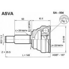 SA-004 ASVA Шарнирный комплект, приводной вал