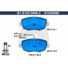 B1.G102-0896.2 GALFER Комплект тормозных колодок, дисковый тормоз