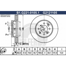 B1.G221-0105.1 GALFER Тормозной диск
