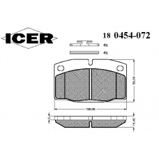 180454-072 ICER Комплект тормозных колодок, дисковый тормоз