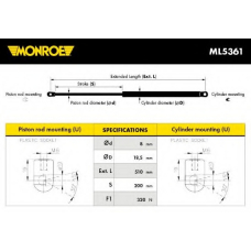 ML5361 MONROE Газовая пружина, капот