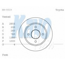 BR-9319 KAVO PARTS Тормозной диск