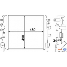 8MK 376 772-001 HELLA Радиатор, охлаждение двигателя