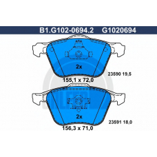 B1.G102-0694.2 GALFER Комплект тормозных колодок, дисковый тормоз