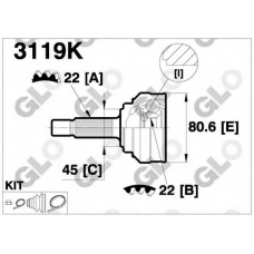 3119K GLO Шарнирный комплект, приводной вал
