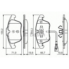 0 986 TB3 154 BOSCH Комплект тормозных колодок, дисковый тормоз