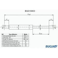 BGS10803 BUGIAD Газовая пружина, капот