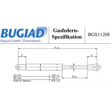 BGS11208 BUGIAD Газовая пружина, крышка багажник