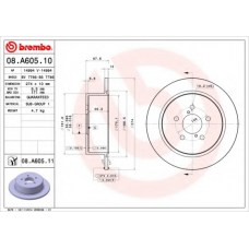 08.A605.10 BREMBO Тормозной диск