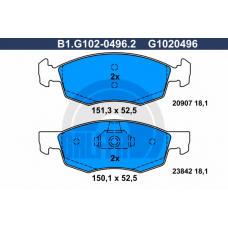 B1.G102-0496.2 GALFER Комплект тормозных колодок, дисковый тормоз