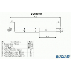 BGS10811 BUGIAD Газовая пружина, крышка багажник