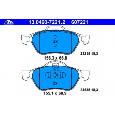 13.0460-7221.2 ATE Комплект тормозных колодок, дисковый тормоз