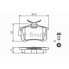 0 986 494 517 BOSCH Комплект тормозных колодок, дисковый тормоз