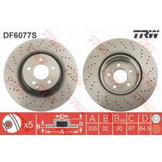 DF6077S TRW Тормозной диск