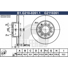 B1.G210-0261.1 GALFER Тормозной диск