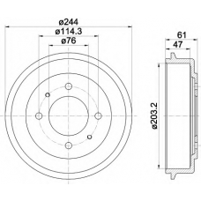 8DT 355 301-781 HELLA Тормозной барабан