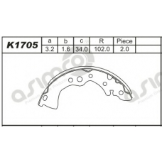 K1705 ASIMCO Комплект тормозных колодок