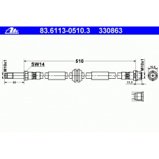 83.6113-0510.3 ATE Тормозной шланг