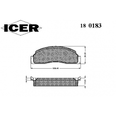 180183 ICER Комплект тормозных колодок, дисковый тормоз