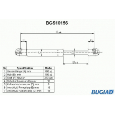 BGS10156 BUGIAD Газовая пружина, крышка багажник