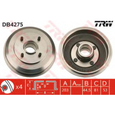 DB4275 TRW Тормозной барабан