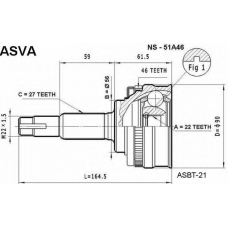 NS-51A46 ASVA Шарнирный комплект, приводной вал