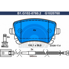 B1.G102-0760.2 GALFER Комплект тормозных колодок, дисковый тормоз