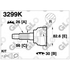 3299K GLO Шарнирный комплект, приводной вал
