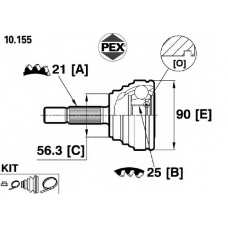 10.155 PEX Шарнир, приводной вал