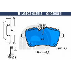 B1.G102-0855.2 GALFER Комплект тормозных колодок, дисковый тормоз