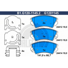 B1.G120-1145.2 GALFER Комплект тормозных колодок, дисковый тормоз