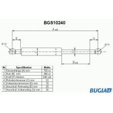 BGS10240 BUGIAD Газовая пружина, крышка багажник