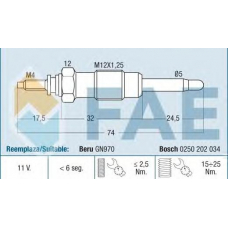 74162 FAE Свеча накаливания