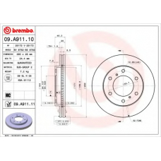 09.A911.11 BREMBO Тормозной диск