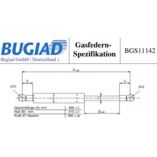 BGS11142 BUGIAD Газовая пружина, крышка багажник