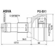 PG-BX1 ASVA Шарнирный комплект, приводной вал