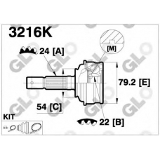 3216K GLO Шарнирный комплект, приводной вал